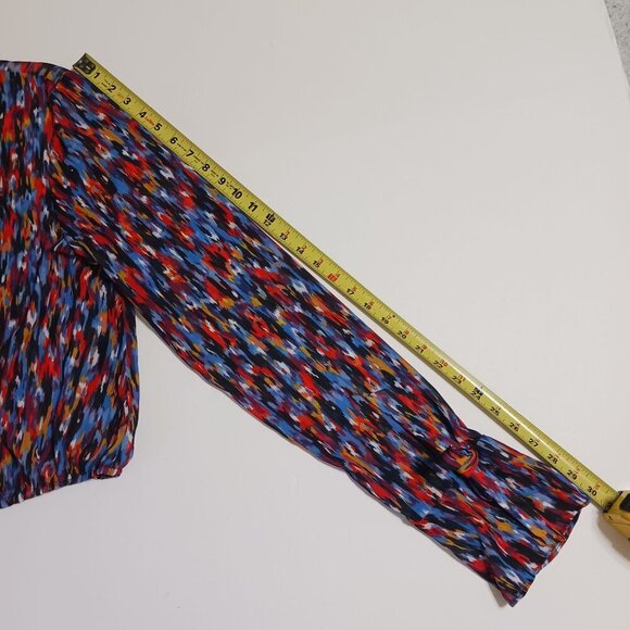 House Of Harlow 1960 X REVOLVE Joli Tie Cuff Blouse Size XL Abstract Blue Multi - Picture 15 of 15